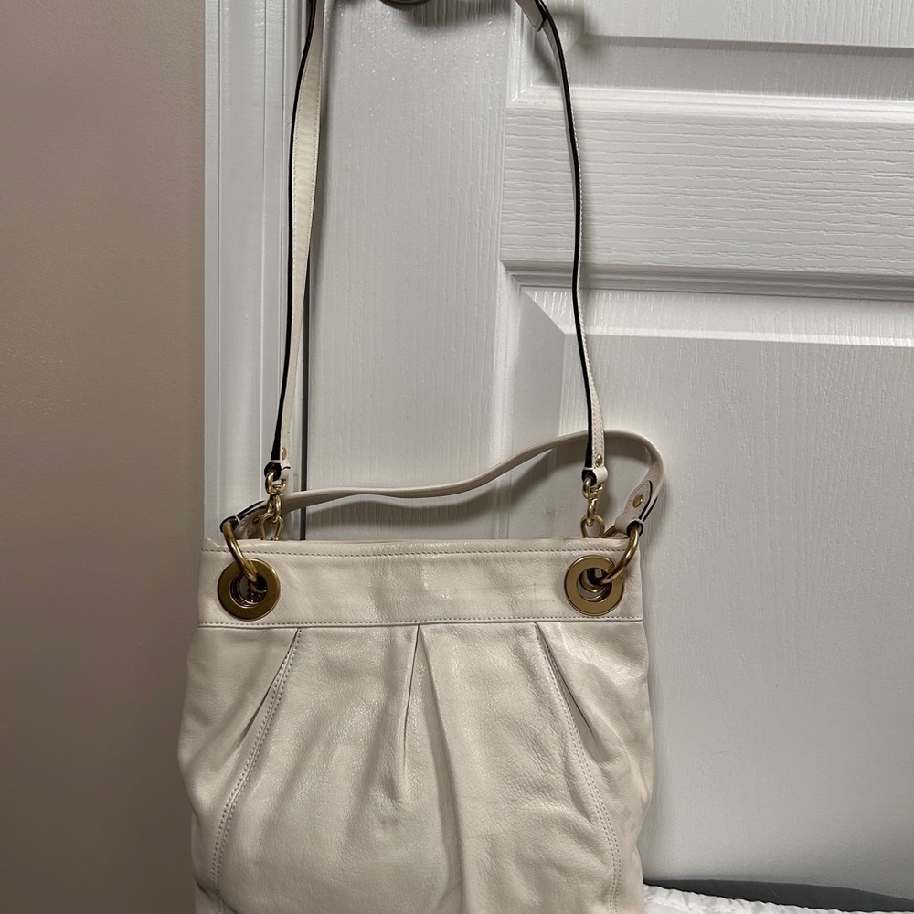 Coach Madison Ivory Pleated Leather Tote with Gold Accents - Picture 9 of 9